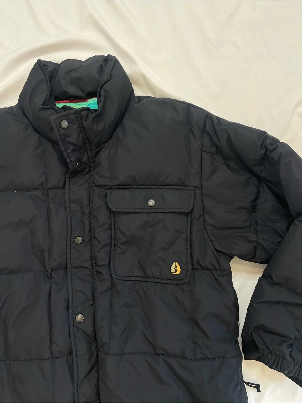Vintage Burton Snowboards Black Down Filled Quilted Ski Jacket Coat Size Large